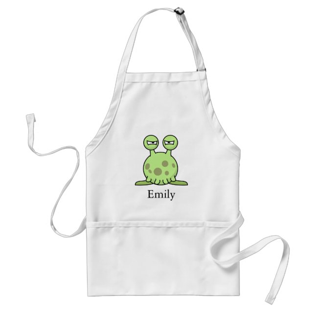 Delantal Alienígena verde lindo personalizado (Frente)