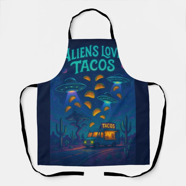 Delantal Aliens Love Tacos (Anverso)