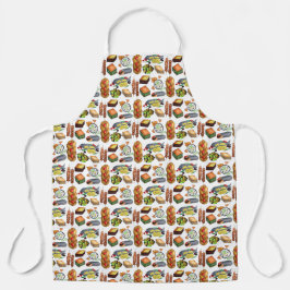 Delantal Alimentos griegos mediterráneos imprimen pescado d