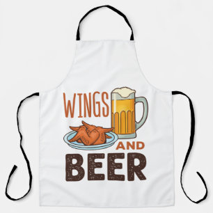 Delantal Alitas y Cerveza Alitas de Pollo Bebiendo