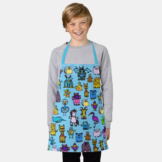 Delantal All-Over Print Apron - Light Blue (Gastado)