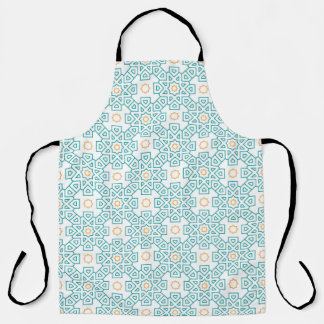 Delantal All-Over Print Apron Teal & Gold Arabesque Chef Ap