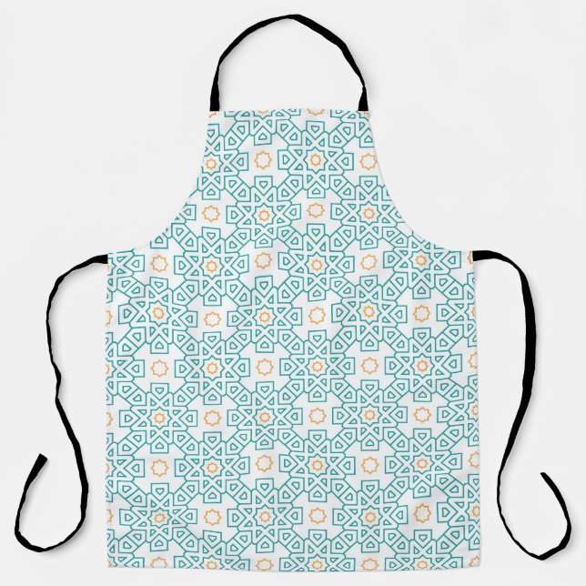 Delantal All-Over Print Apron Teal & Gold Arabesque Chef Ap (Anverso)