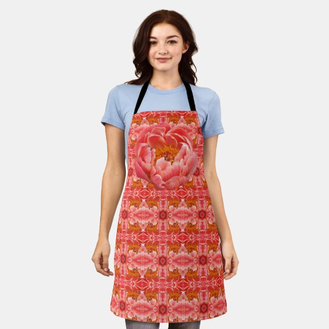 Delantal Allover Print Apron Coral Peony (Gastado)