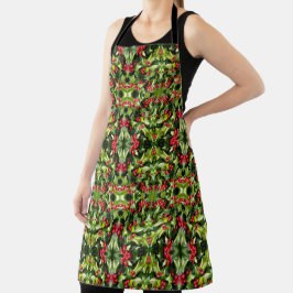 Delantal Allover Print Apron Holly Berries