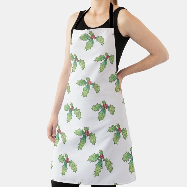 Delantal Allover Print Apron Holly Jolly (in situ)