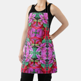 Delantal Allover Print Apron Poinsettias
