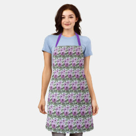 Delantal Allover Print Apron Purple African Daisisisies