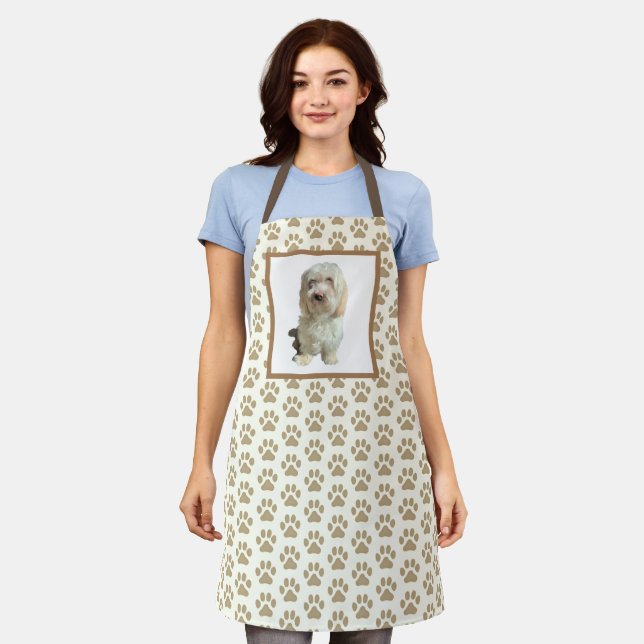 Delantal Allover Print Apron White Havanese (Gastado)