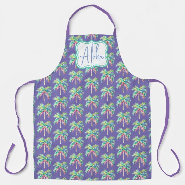 Delantal Aloha Aloha Purple All-Over Print Apron (Anverso)