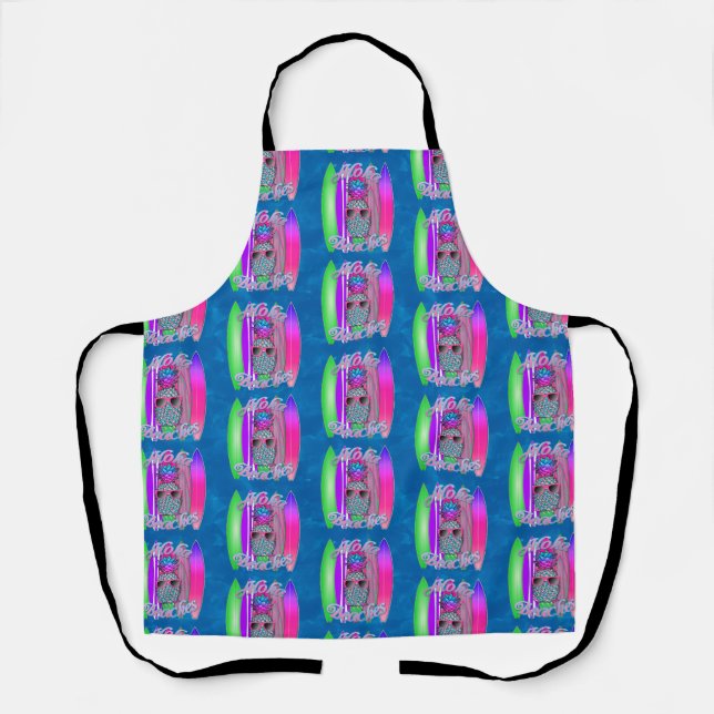 Delantal Aloha Bebidas Verano Surfing Pineapple (Anverso)