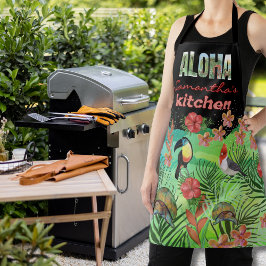 Delantal ALOHA personalizado vibrante con apodo de cocina