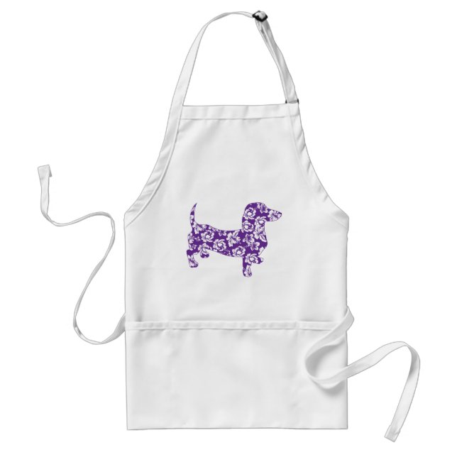 Delantal Aloha Purple Doxie Dachshund (Frente)