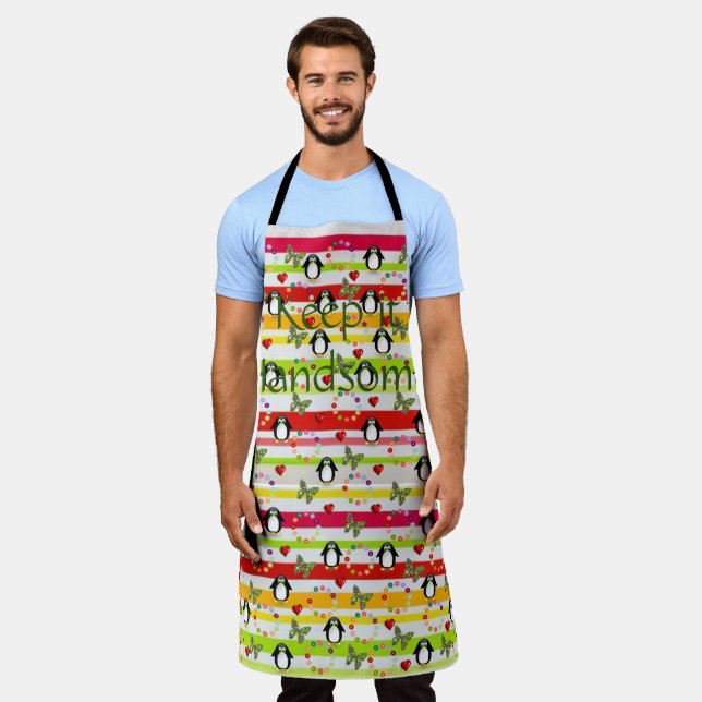 Delantal Alrededor del Apron de impresión Mantenlo Pingüino (Gastado)