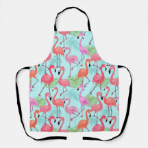 Alrededor Del Flamingo Rosado Apron Retro Cute