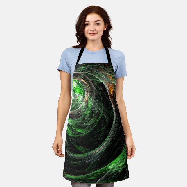 Delantal Alrededor del Green Green Abstract Art Apron (Gastado)