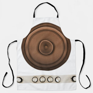 Delantal Altavoces retro: marrón, blanco aislado.