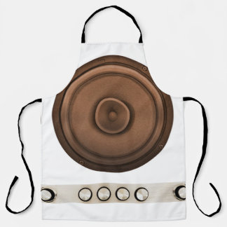 Delantal Altavoces retro: marrón, blanco aislado.