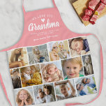 Delantal Ama a tu abuela Collage de fotos Apron<br><div class="desc">El delantal de la abuela personalizada que presenta una plantilla de collage de 13 fotos,  un fondo rosado de bonito,  el título "te queremos abuela",  los nombres de los nietos,  un corazón de amor y el lindo dicho "haces la vida dulce".</div>