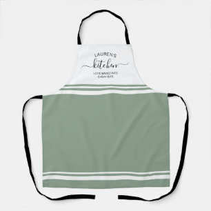 Delantal Amado Horneado En Sage Green Stripe Apron