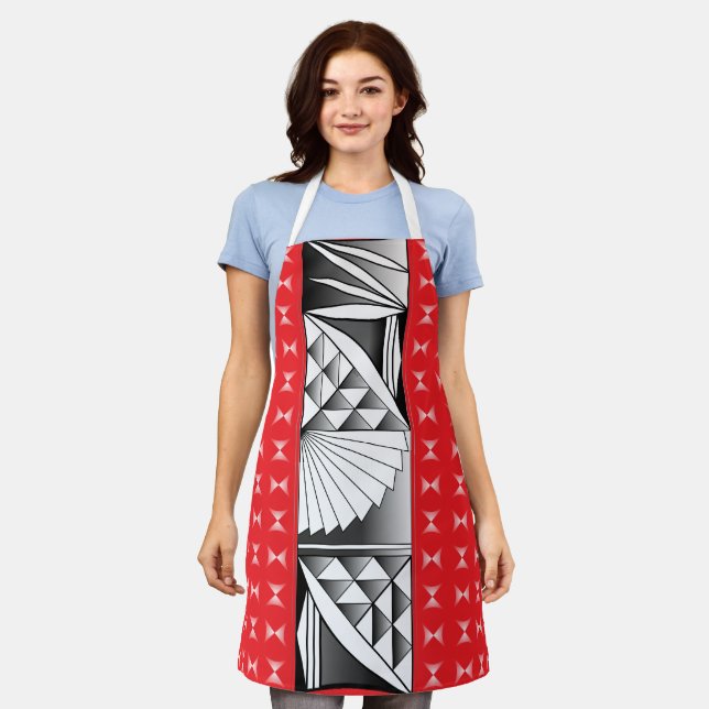 Delantal Amanecer cromado en rojo (Gastado)