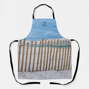 Delantal Amanecer en la Playa con Valla de Madera 