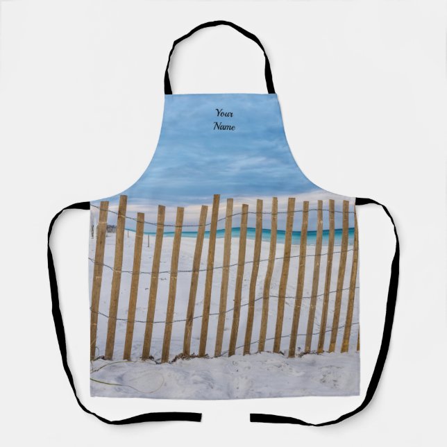 Delantal Amanecer en la Playa con Valla de Madera  (Anverso)