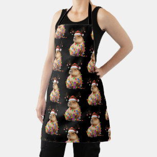 Delantal Amante de animales Capybara Luces de Navidad Cappy