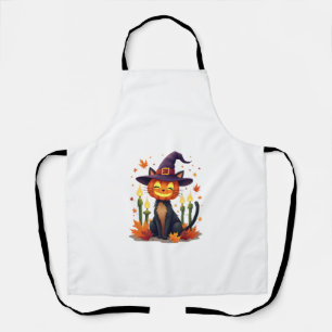 Delantal Amante de Gatos con Cabeza de Calabaza Divertida d