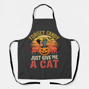 Delantal Amante de gatos de Halloween Olvida Caramelo Gráfi