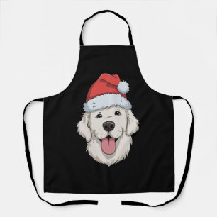 Delantal Amante de Golden Retriever crema sombrero de Santa