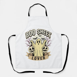 Delantal Amante de la hoja de Boo de Halloween Fantasma Lun