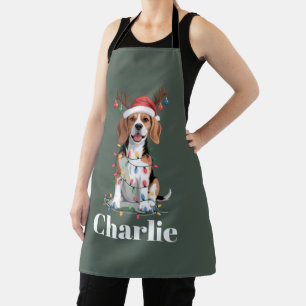 Delantal Amante de Perro Beagle de Navidad Nombre Personali
