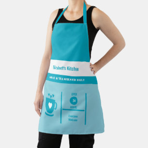 Delantal Amante del café nombre cocina azul