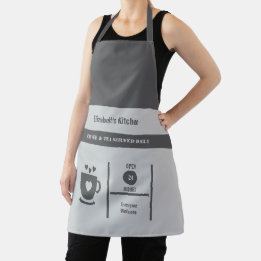 Delantal Amante del café nombre cocina gris