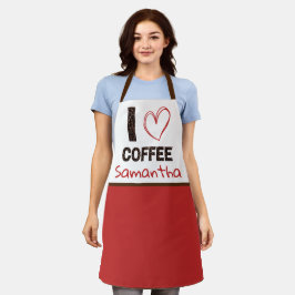 Delantal Amante del café nombre personalizado diseño de gra