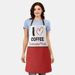 Delantal Amante del café nombre personalizado diseño de gra