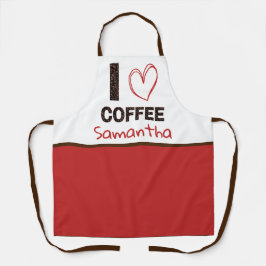 Delantal Amante del café nombre personalizado diseño de gra