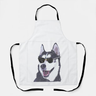 Delantal amante del perro lentes de sol husky propietario d