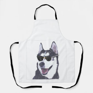 Delantal amante del perro lentes de sol husky propietario d