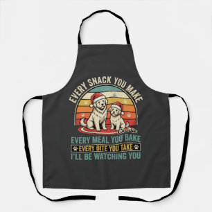 Delantal Amantes de perros de Navidad Snack Viendo