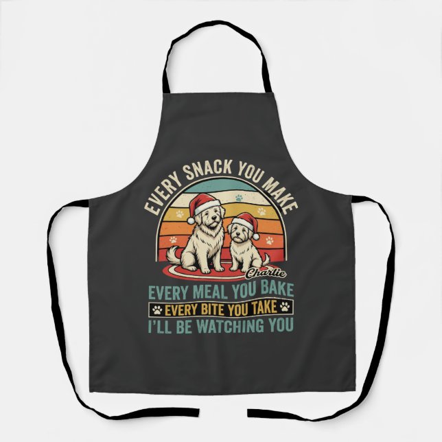 Delantal Amantes de perros de Navidad Snack Viendo (Anverso)