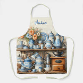 Delantal Amantes del café Azul vintage
