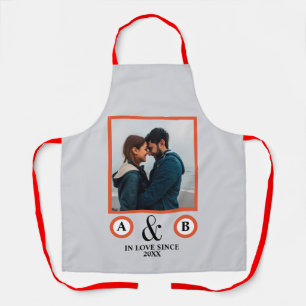 Delantal Amantes del el día de San Valentín pareja monogram