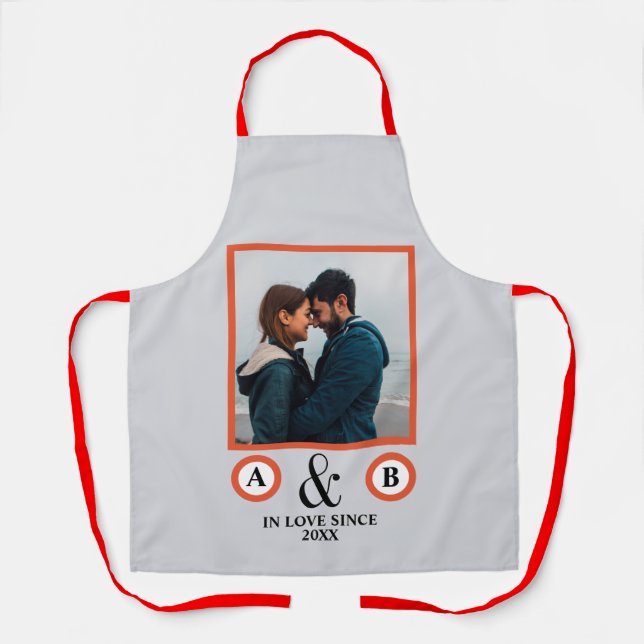 Delantal Amantes del el día de San Valentín pareja monogram (Anverso)