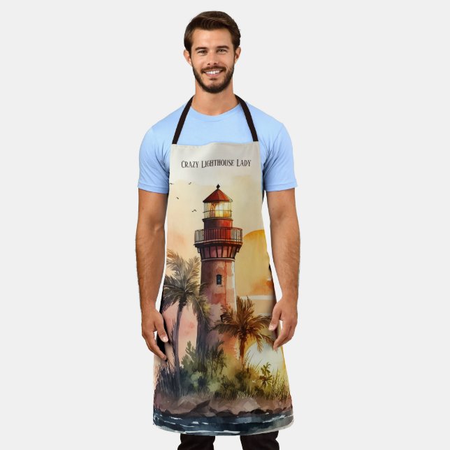 Delantal Amantes del faro lindo casa de playa (Gastado)