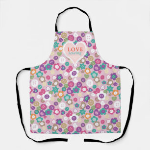 Delantal Amar los botones de coser rosados