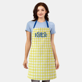 Delantal Amarillo acuarela Gingham Apron personalizado