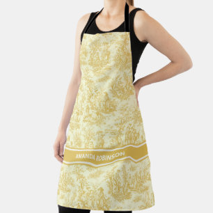 Delantal Amarillo Chic Toile de Jouy Francés Campo