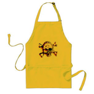 DELANTAL AMARILLO DEL CRÁNEO Y DEL NEÓN DE LA BANDERA